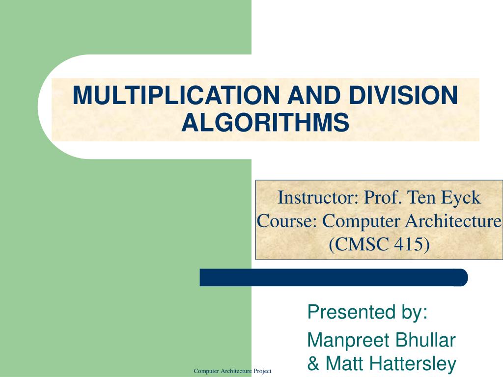 PPT - MULTIPLICATION AND DIVISION ALGORITHMS PowerPoint Presentation ...