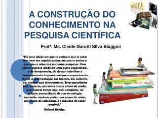 a constru o do conhecimento na pesquisa cient fica