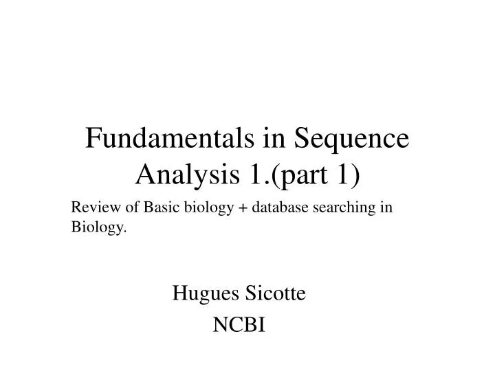 fundamentals in sequence analysis 1 part 1