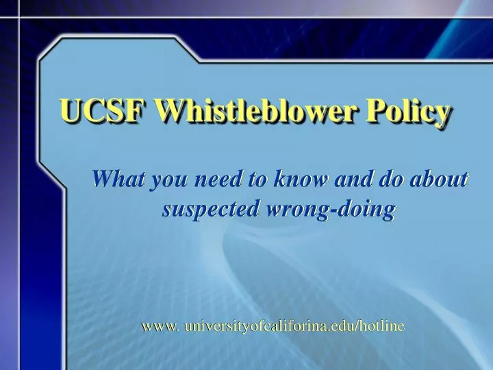 ucsf whistleblower policy