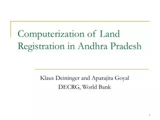 Computerization of Land Registration in Andhra Pradesh