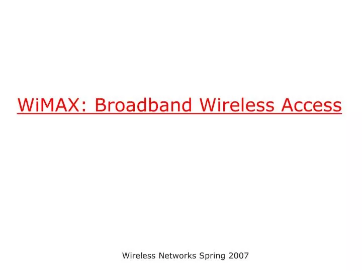 wimax broadband wireless access