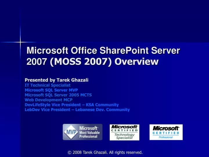 microsoft office sharepoint server 2007 moss 2007 overview