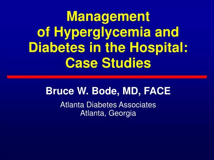 management of hyperglycemia and diabetes in the hospital case studies