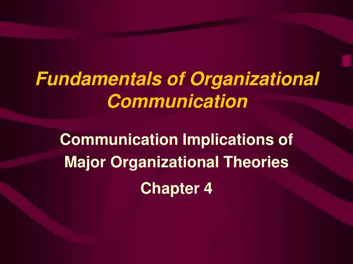 fundamentals of organizational communication