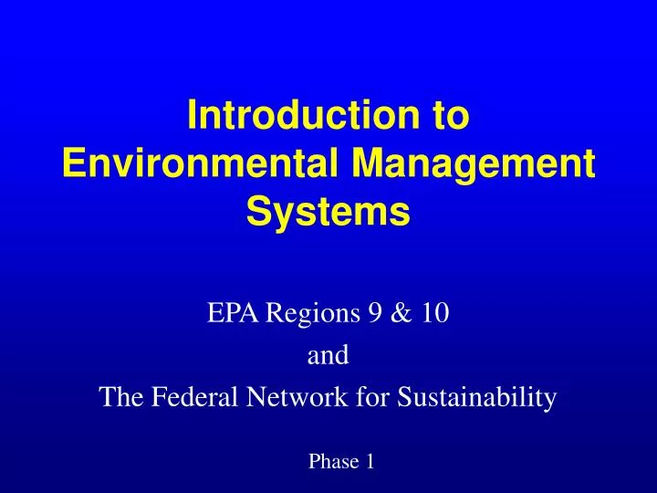 introduction to environmental management systems