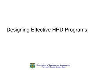 Designing Effective HRD Programs