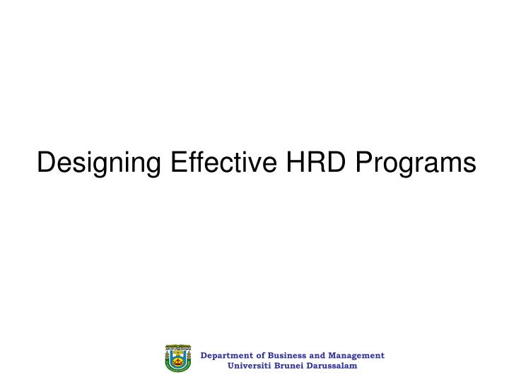 designing effective hrd programs