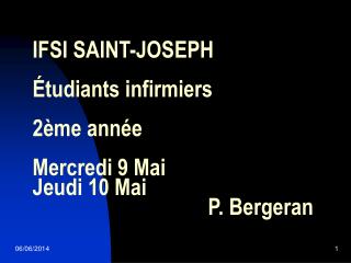 ifsi saint joseph tudiants infirmiers 2 me ann e mercredi 9 mai jeudi 10 mai p bergeran