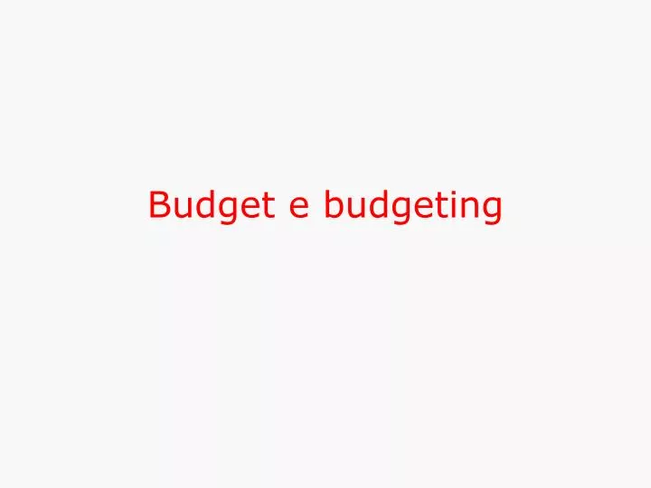 budget e budgeting