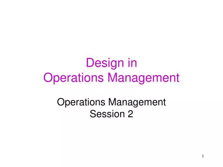 design in operations management