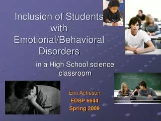 Inclusion of Students with Emotional/Behavioral Disorders