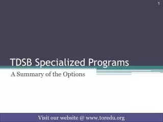TDSB Specialized Programs