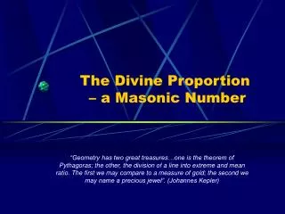 The Divine Proportion – a Masonic Number