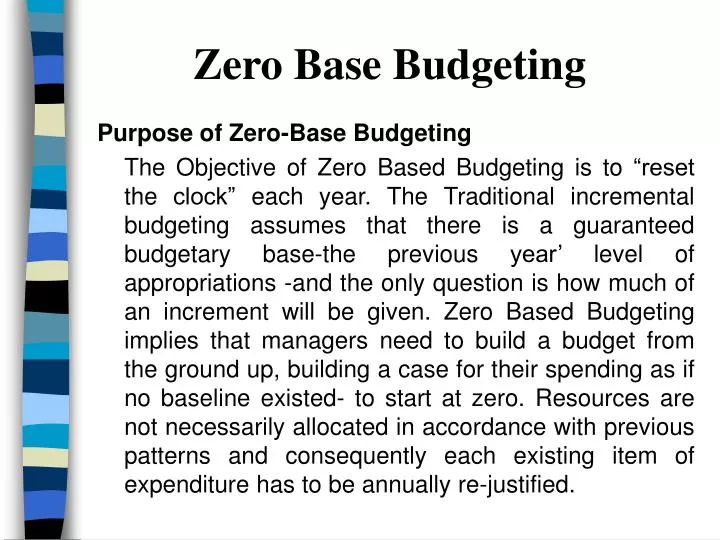 zero base budgeting