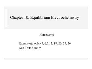 Chapter 10: Equilibrium Electrochemistry