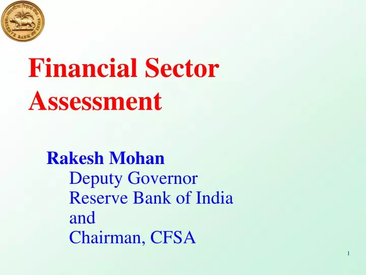 rakesh mohan deputy governor reserve bank of india and chairman cfsa