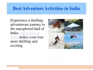 best adventure sports in india