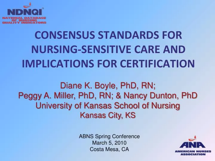 consensus standards for nursing sensitive care and implications for certification