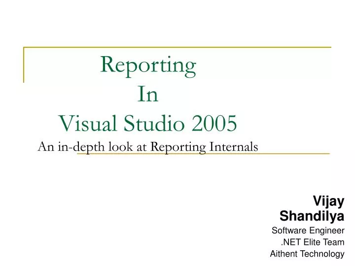 reporting in visual studio 2005 an in depth look at reporting internals