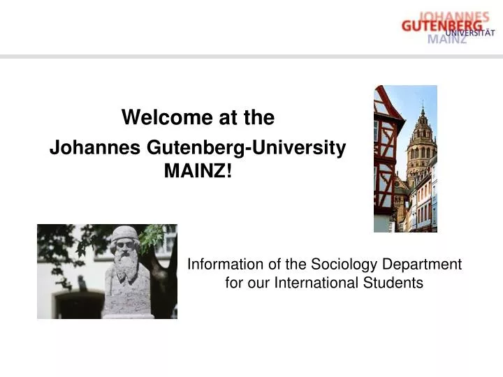 welcome at the johannes gutenberg university mainz