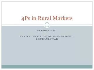 4Ps in Rural Markets