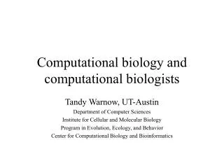 Computational biology and computational biologists