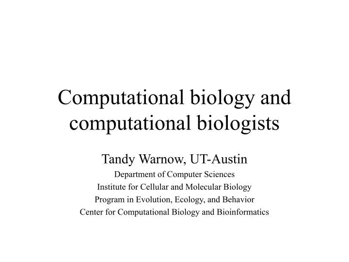 computational biology and computational biologists