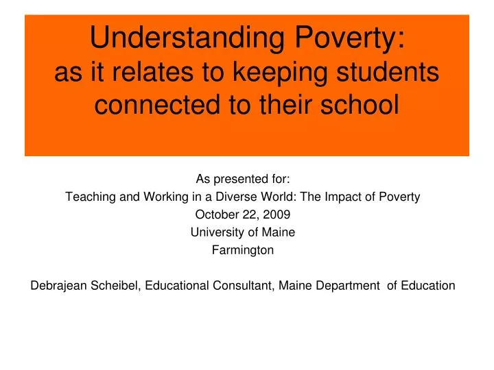 understanding poverty as it relates to keeping students connected to their school