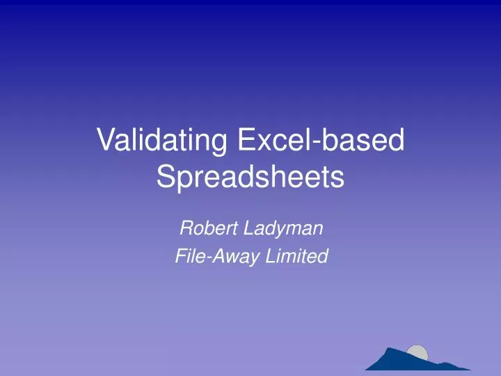 validating excel based spreadsheets