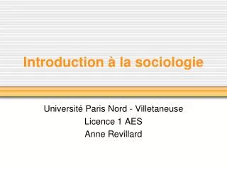 introduction la sociologie