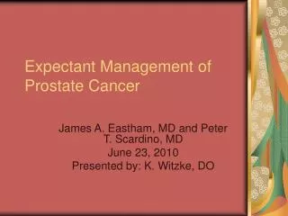 Expectant Management of Prostate Cancer