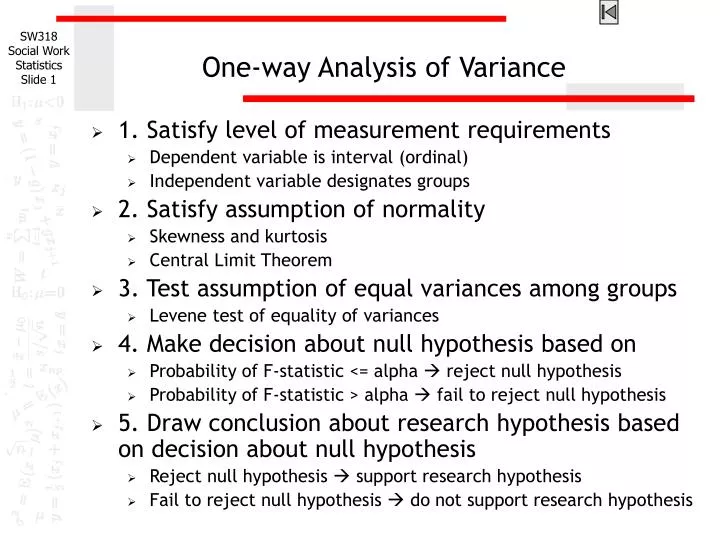 one way analysis of variance