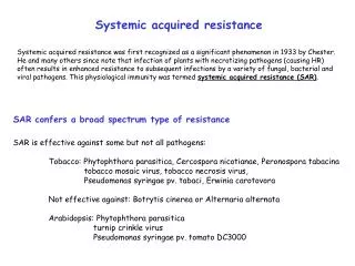 Systemic acquired resistance