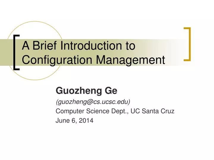 a brief introduction to configuration management