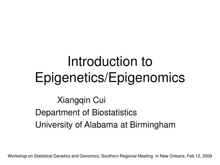 introduction to epigenetics epigenomics