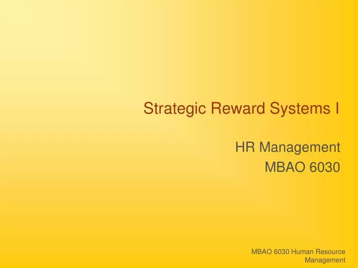 strategic reward systems i