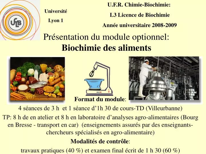 pr sentation du module optionnel biochimie des aliments
