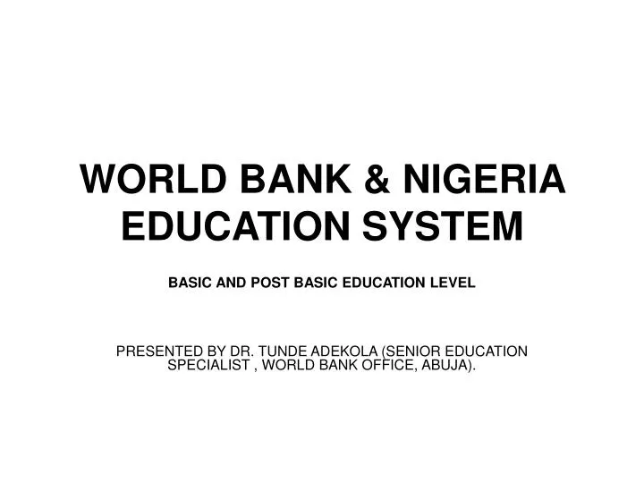 world bank nigeria education system