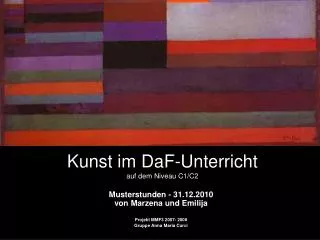 Kunst im DaF-Unterricht auf dem Niveau C1/C2