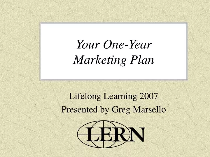 your one year marketing plan