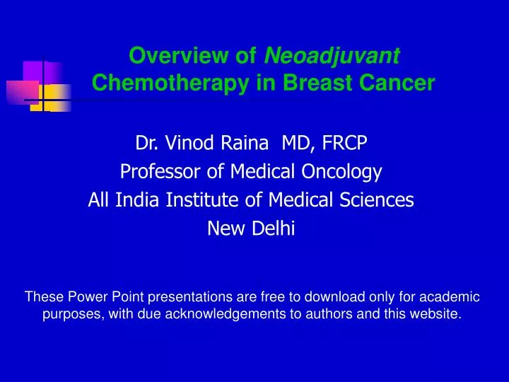 overview of neoadjuvant chemotherapy in breast cancer