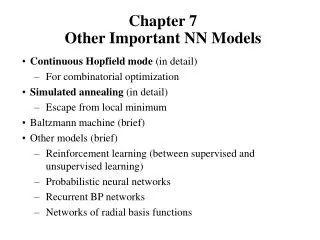 Chapter 7 Other Important NN Models