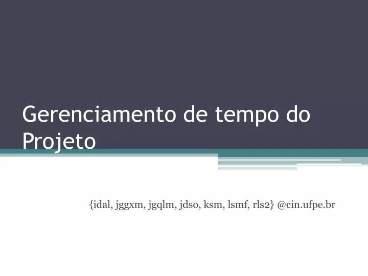 gerenciamento de tempo do projeto