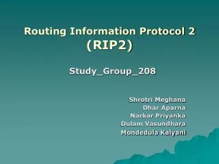 Routing Information Protocol 2 (RIP2)