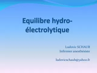 equilibre hydro lectrolytique