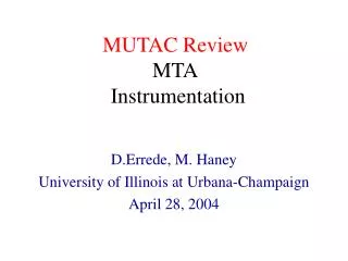 MUTAC Review MTA Instrumentation