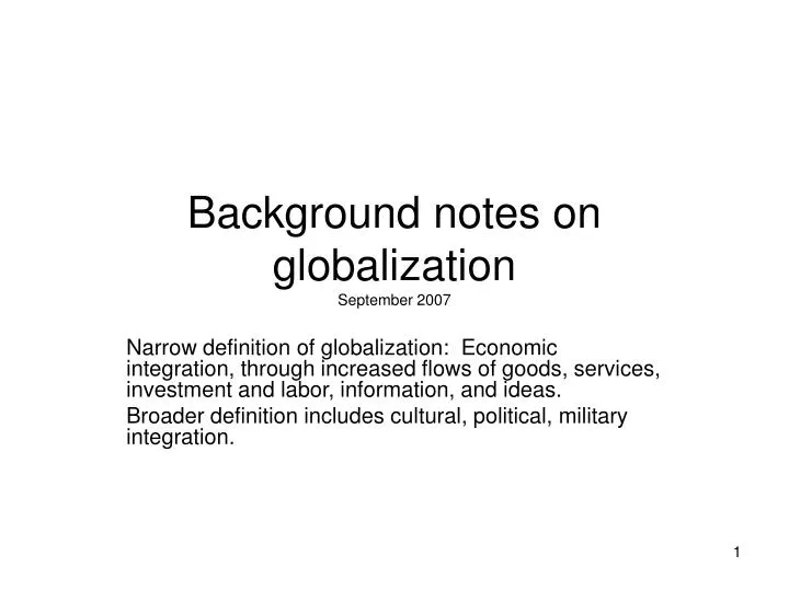 background notes on globalization september 2007