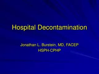 Hospital Decontamination