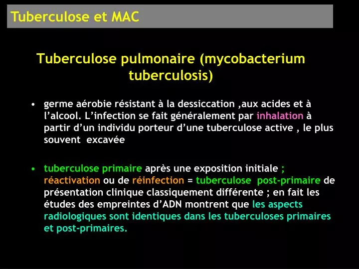 tuberculose pulmonaire mycobacterium tuberculosis